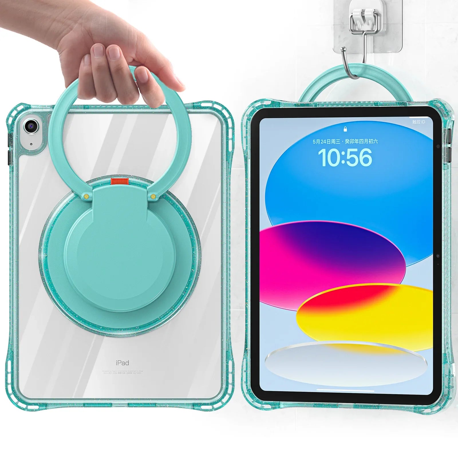 Handheld Case for iPad 10th Generation 10.9 Kids Cover iPad 2022 A2696 A2757/A2777 Swivel Stand Shockproof Protective Funda Capa
