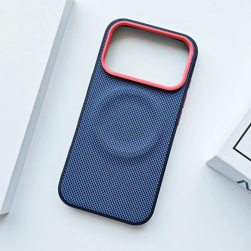 Premium Elegant Magnetic Soft TPU + Nylon Woven Leather Back Case for iPhone 17 Pro Max 17 Air