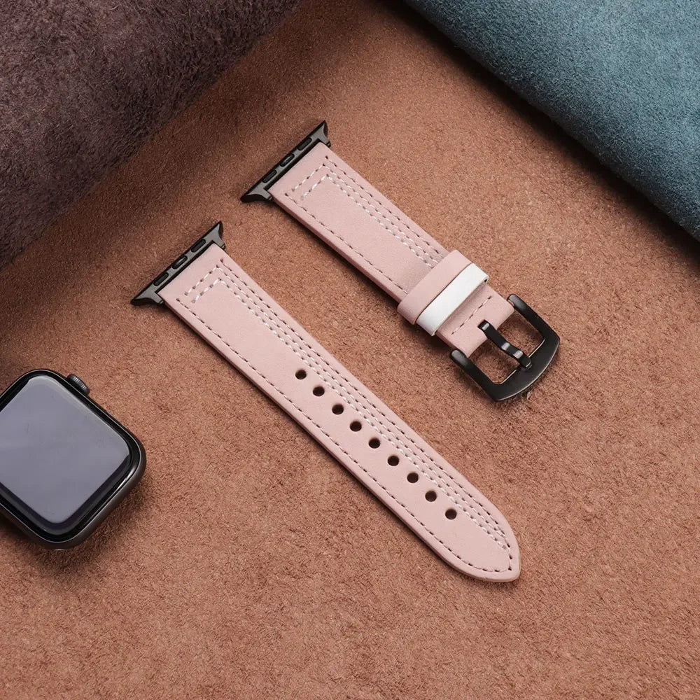 Leather loop strap For Apple watch band 45mm Ultra 49mm 41mm 42mm 38mm 41 44 45 mm bracelet iWatch series 9 8 7 3 4 5 6 se 40mm