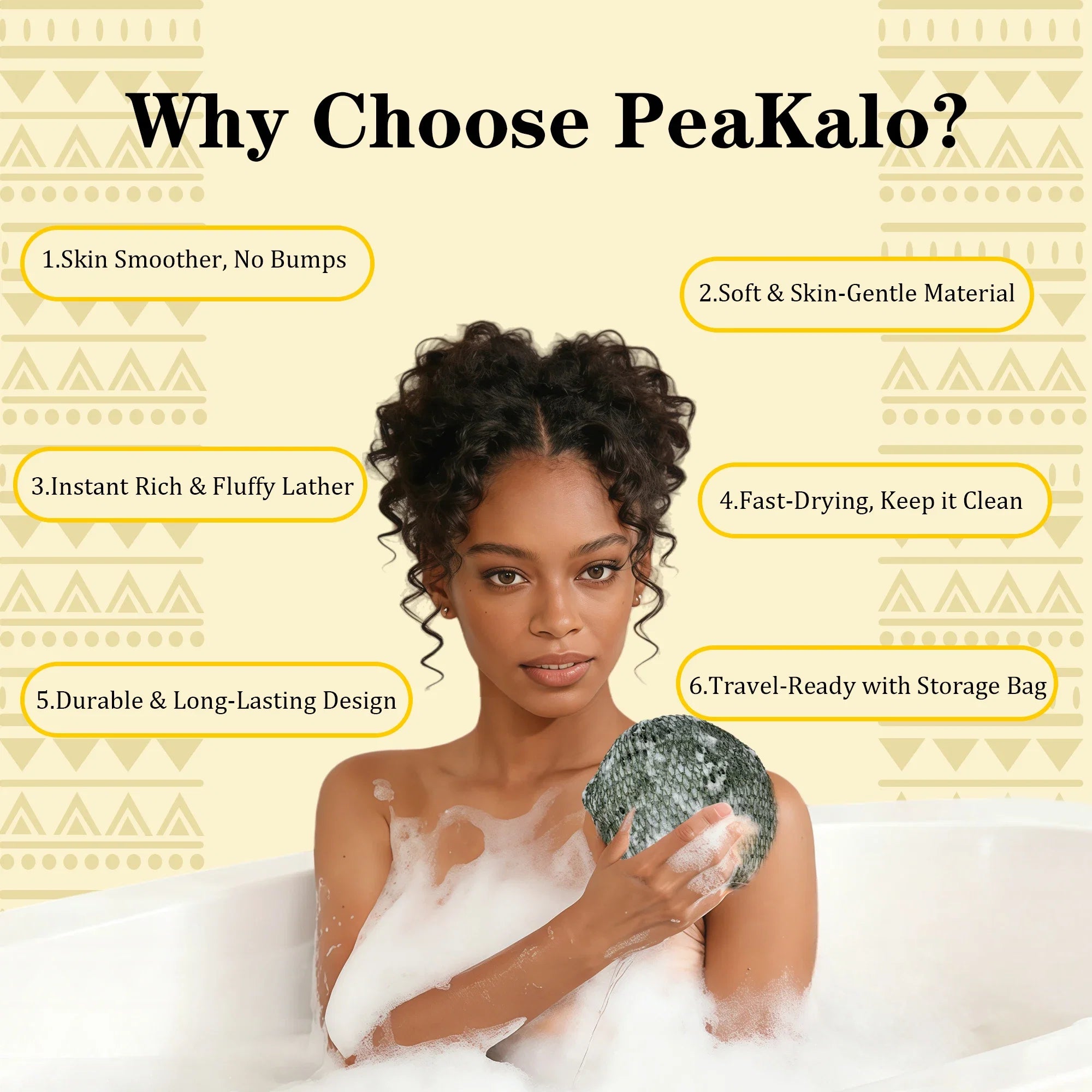 PeaKalo Authentic African Net Sponge-2Pcs Exfoliating Bath Shower Loofah Sponge, Gentle Back Scrubber for All Skin Types,Durable