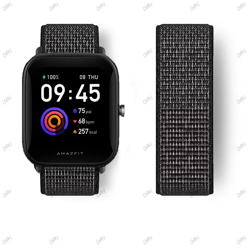 20mm/22mm watch band For Amazfit GTR/GTS 4-3-2-2e/GTR 42mm-47mm/bip-U-S-lite Nylon Loop strap sport correa amazfit gts 4-2 mini