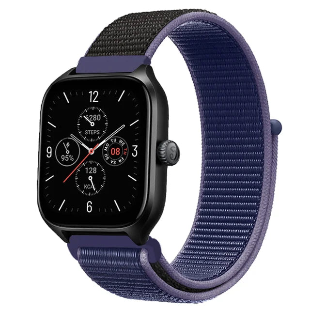 20mm 22mm Nylon Loop Strap for Amazfit GTR 42 47mm/GTR2/2e/3/3 Pro/4/GTS/GTS2/mini/3/4 Bracelet for Amazfit Bip-U-S/Stratos 2 2S