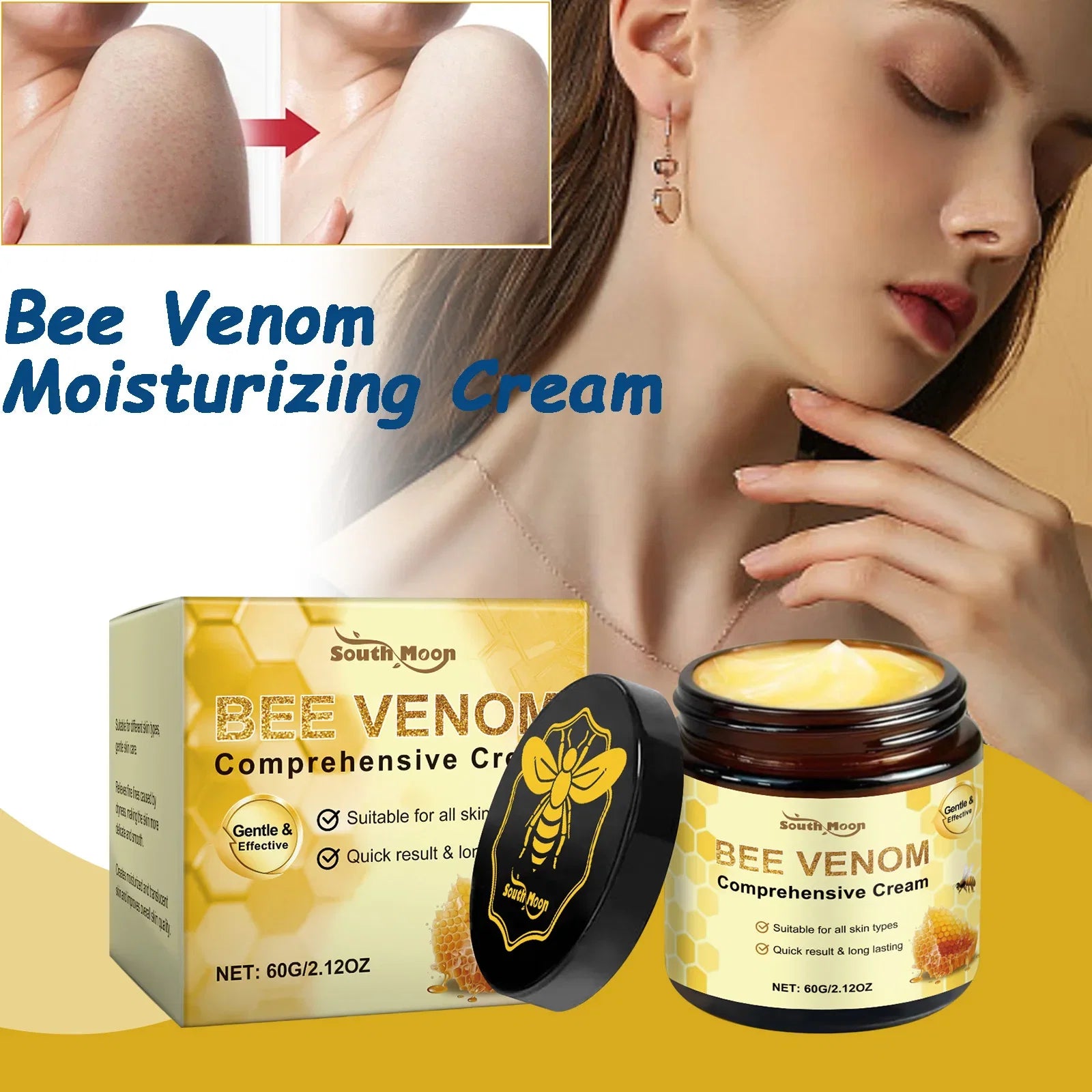 Bee Venom Skin Moisturizer Nourish Dryness Skin Anti Cellulite Firming Brightening Smoothing Body & Face Care Creams Non-Greasy