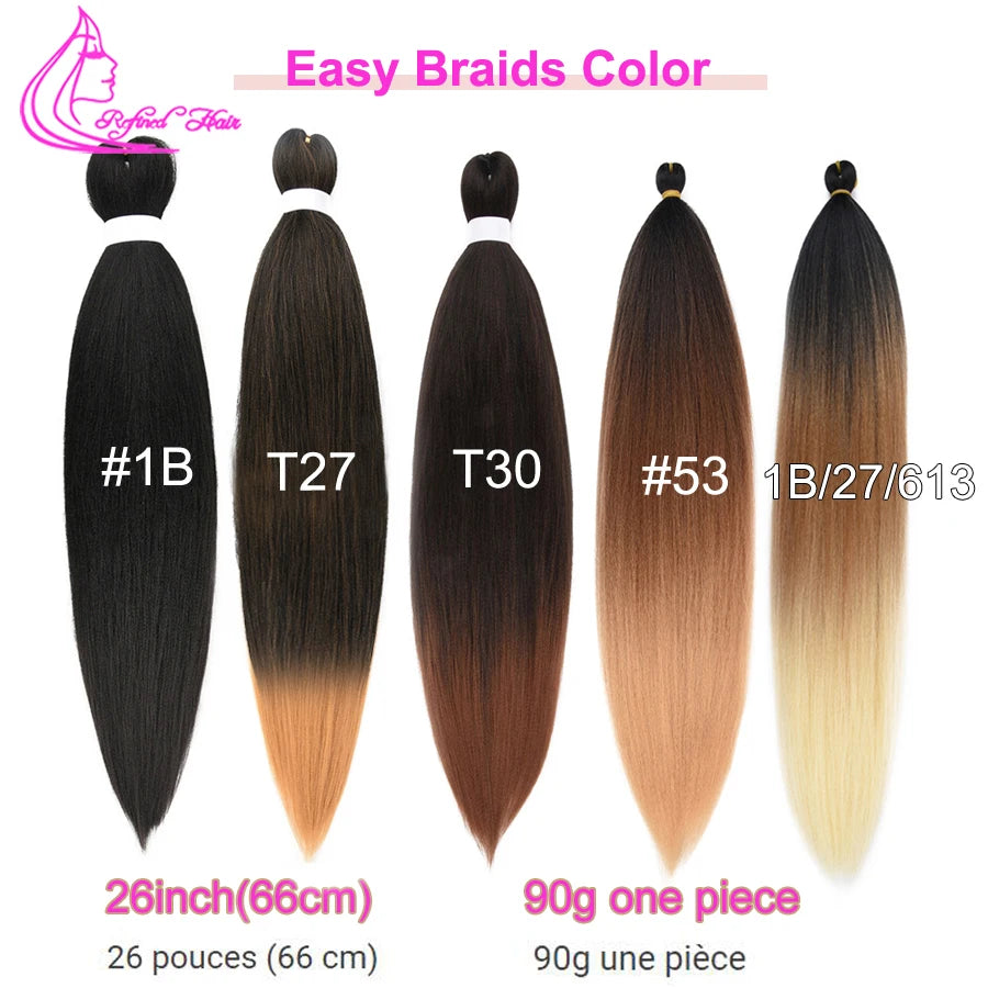 Easy Braiding Hair 26 inch long Jumbo Braids Yaki Straight Crochet Synthetic Ombre Hair Extensions Low temperature Fiber 90g/ pc