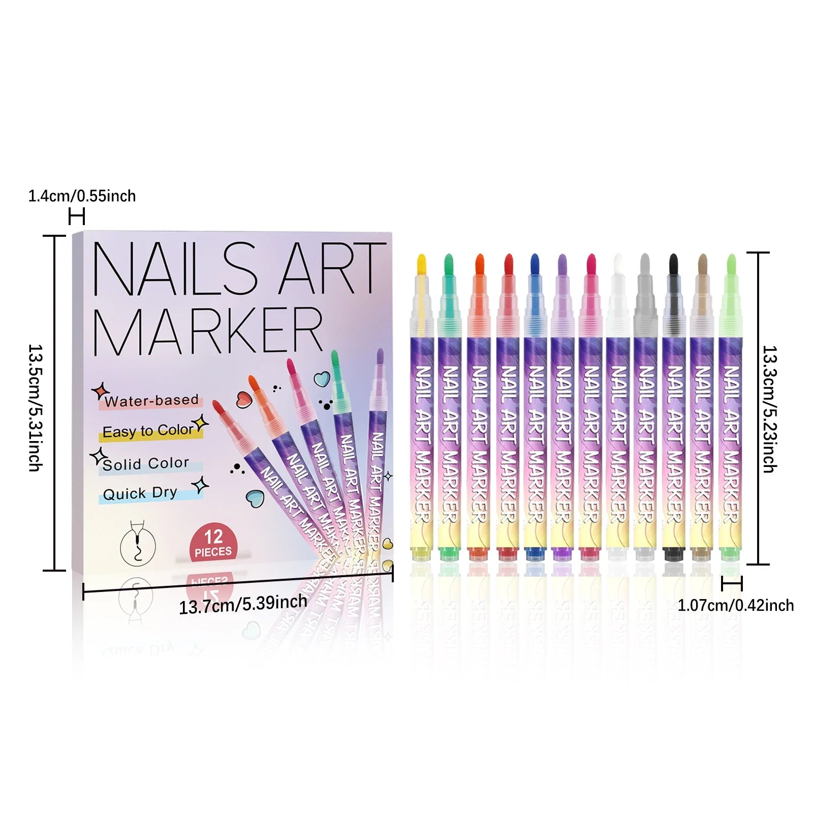 12pcs/Set Nail Art Graffiti Pen DIY Nail Art Painting Pens Abstract Lines Fine Design Multi-Color Drawing Nail Painting Tools