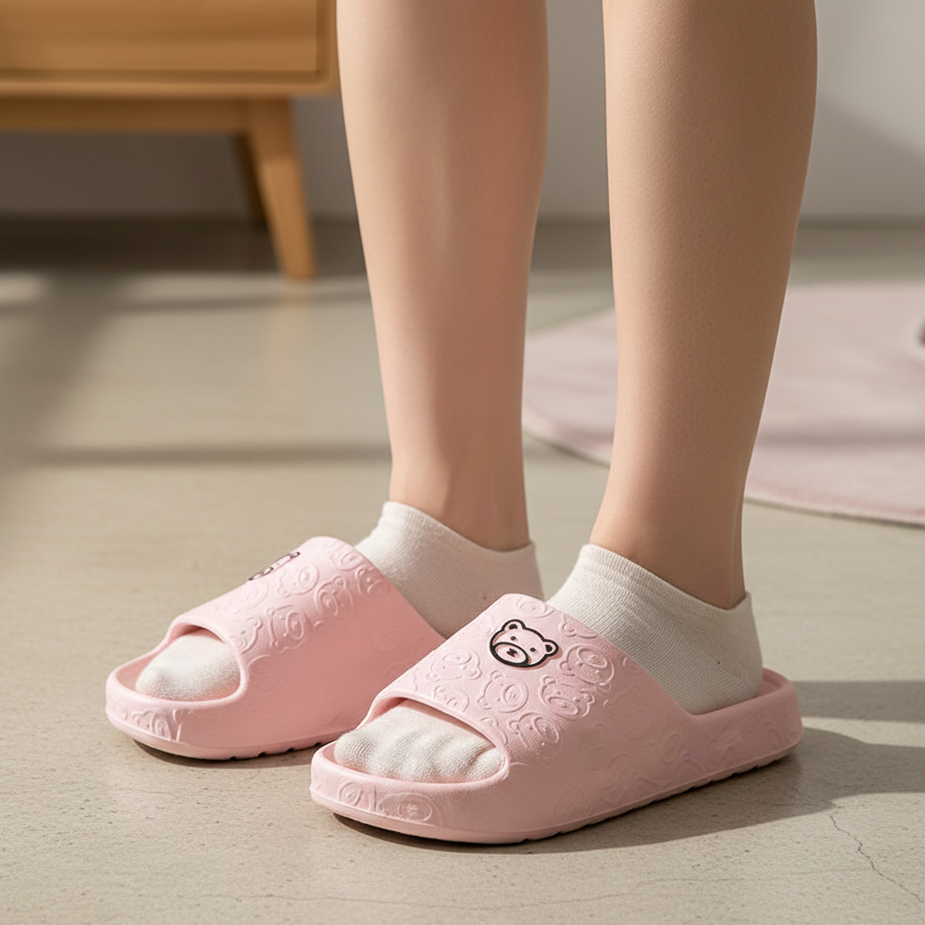 Summer Fashion Men's Slippers Printting Little Bear Sandals Indoor Bathroom Non-slip Soft Women Dormitory Casual Shoes Couple