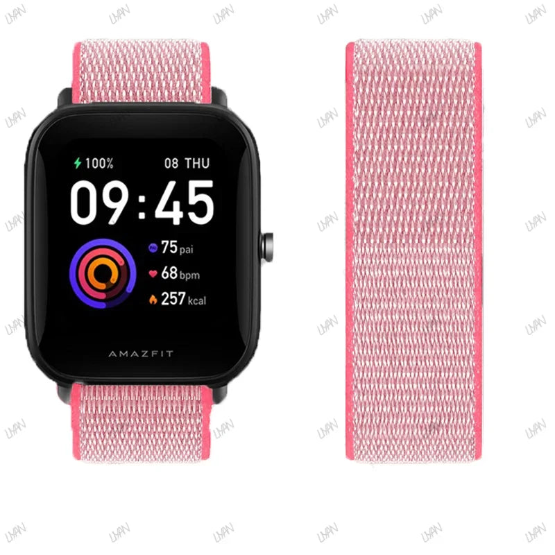 20mm/22mm watch band For Amazfit GTR/GTS 4-3-2-2e/GTR 42mm-47mm/bip-U-S-lite Nylon Loop strap sport correa amazfit gts 4-2 mini
