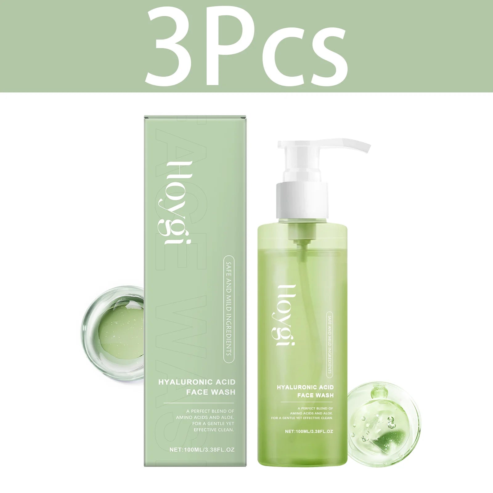 HOYGI Hyaluronic Acid Cleanser Anti Acne Oil Control Blackhead Remover Skin Cleansing Gel Brightening Pore Cleaning Face Wash