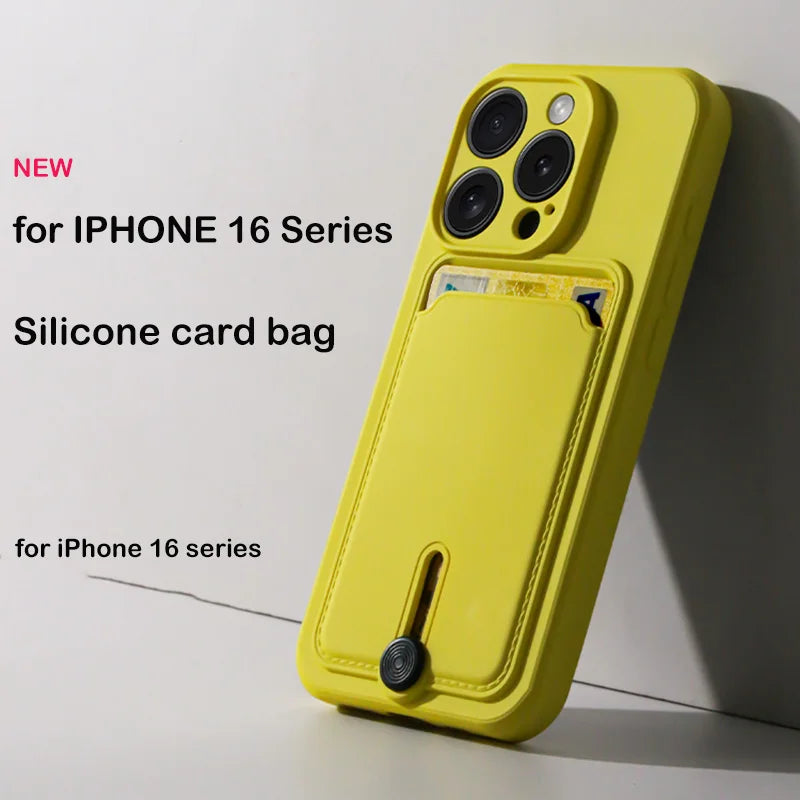 Mobile phone case card slot  for iphone 16 15 14 13 12 11 pro max mini plus silicone  soft tpu Credit card  bag cover case