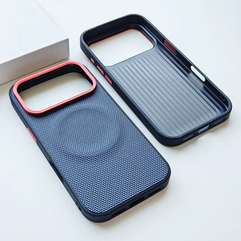 Premium Elegant Magnetic Soft TPU + Nylon Woven Leather Back Case for iPhone 17 Pro Max 17 Air