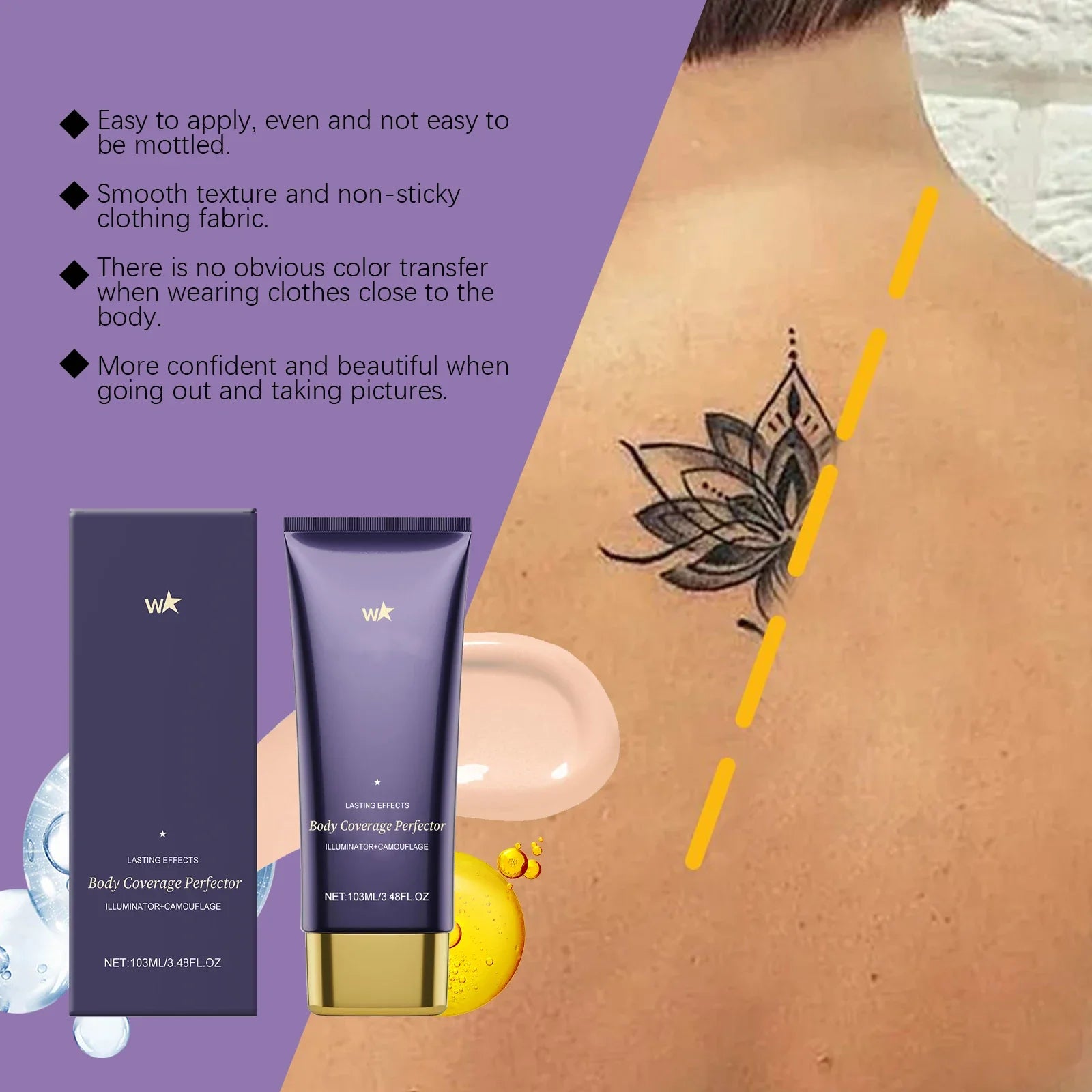 Tattoo Cover Concealer Long Lasting Waterproof Matte Scar Cover Makeup Products Body Concealer Full Coverage Foundation 103ml