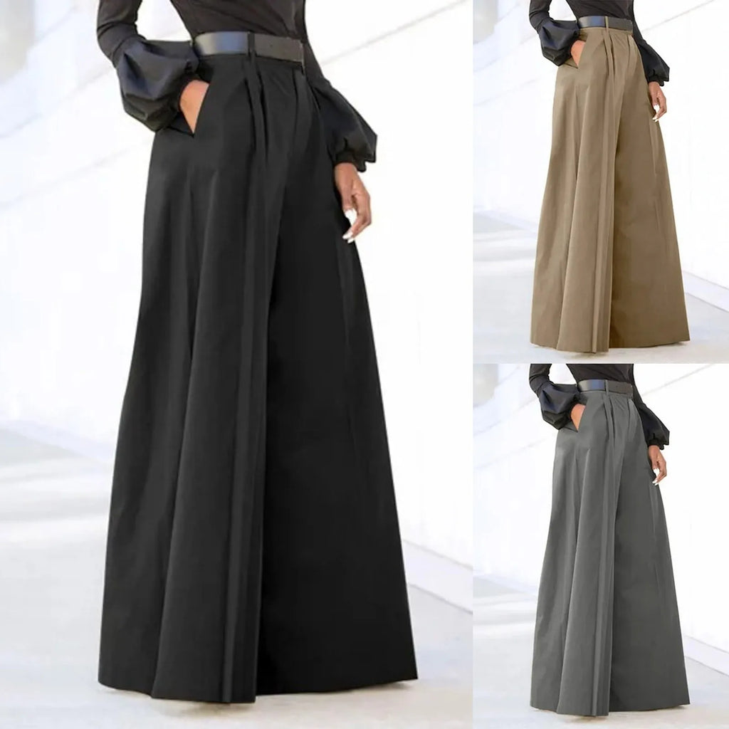 Women’s 2026 Summer Autumn Palazzo Pants - Printed Cropped Cotton Baggy Trousers with Pockets