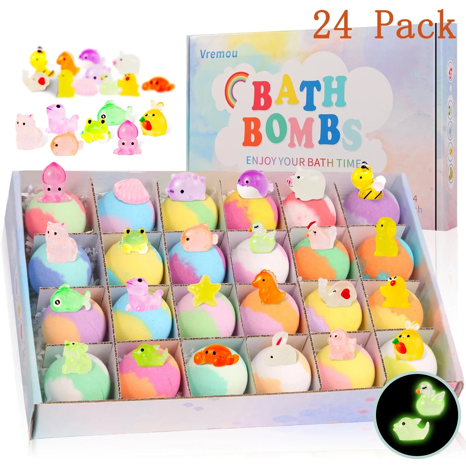 15Pack/24Pack Bath Bombs for Kids with Surprise Inside, Natural Organic Kids Bubble Bath Fizzy for Girls Boys