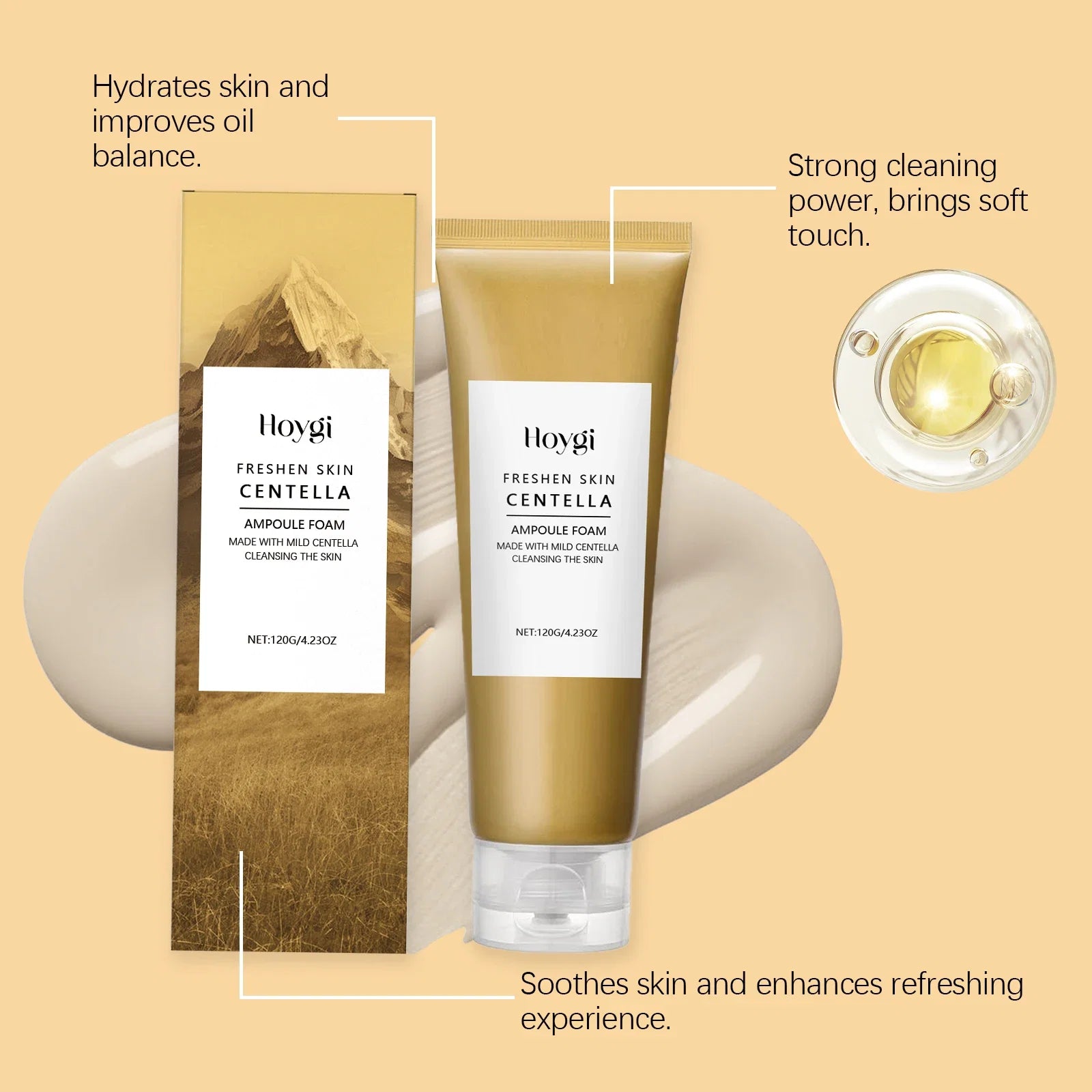 Centella Deep Cleansing Foam Facial Cleanser Low PH Soothing Hydrating Exfoliating Blackhead Remover Hyaluronic Acid Face Wash