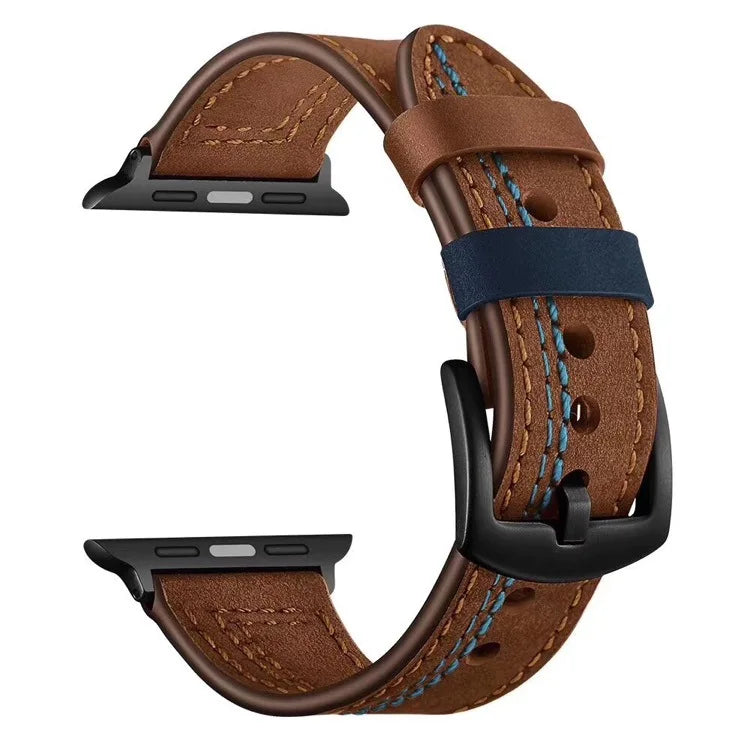 Leather Watchband for Apple Watch Series 9 8 7 6 SE 5 4 3 2 1 Durable Design Strap for iWatch Band 40mm 42mm 44mm 45mm 49mm 38mm