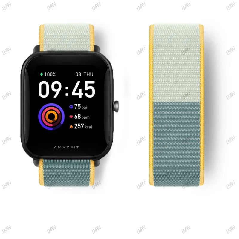 20mm/22mm watch band For Amazfit GTR/GTS 4-3-2-2e/GTR 42mm-47mm/bip-U-S-lite Nylon Loop strap sport correa amazfit gts 4-2 mini