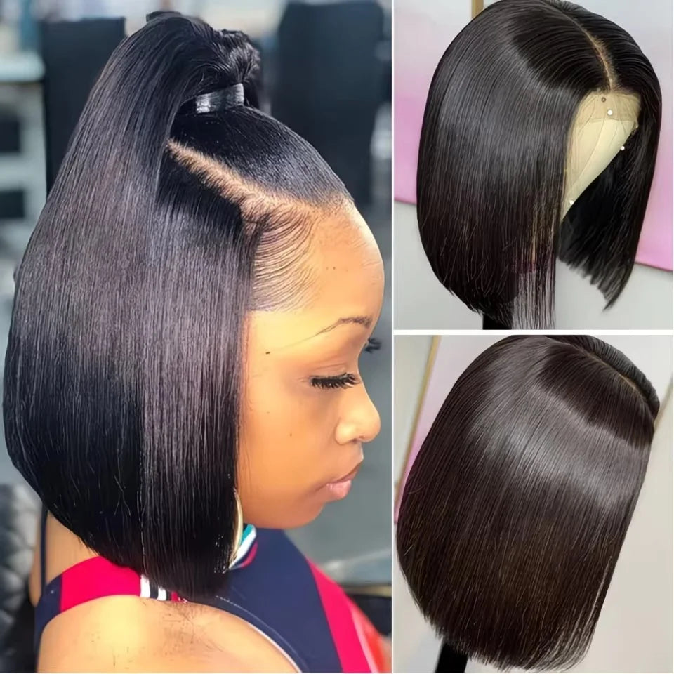 5x5 HD Lace Bob Wig Human Hair 180% 200% Density Straight 5x5 Bob Lace Frontal Wigs Human Hair Short Straight Lace Closure Bob Wigs for Women