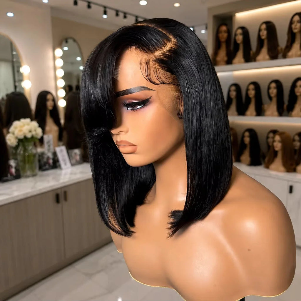 5x5 HD Lace Bob Wig Human Hair 180% 200% Density Straight 5x5 Bob Lace Frontal Wigs Human Hair Short Straight Lace Closure Bob Wigs for Women
