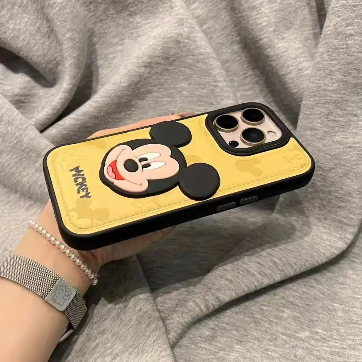 Mickey Mouse 3D PU Leather Shockproof iPhone Case – Cute & Protective for iPhone 13-17 Pro Max