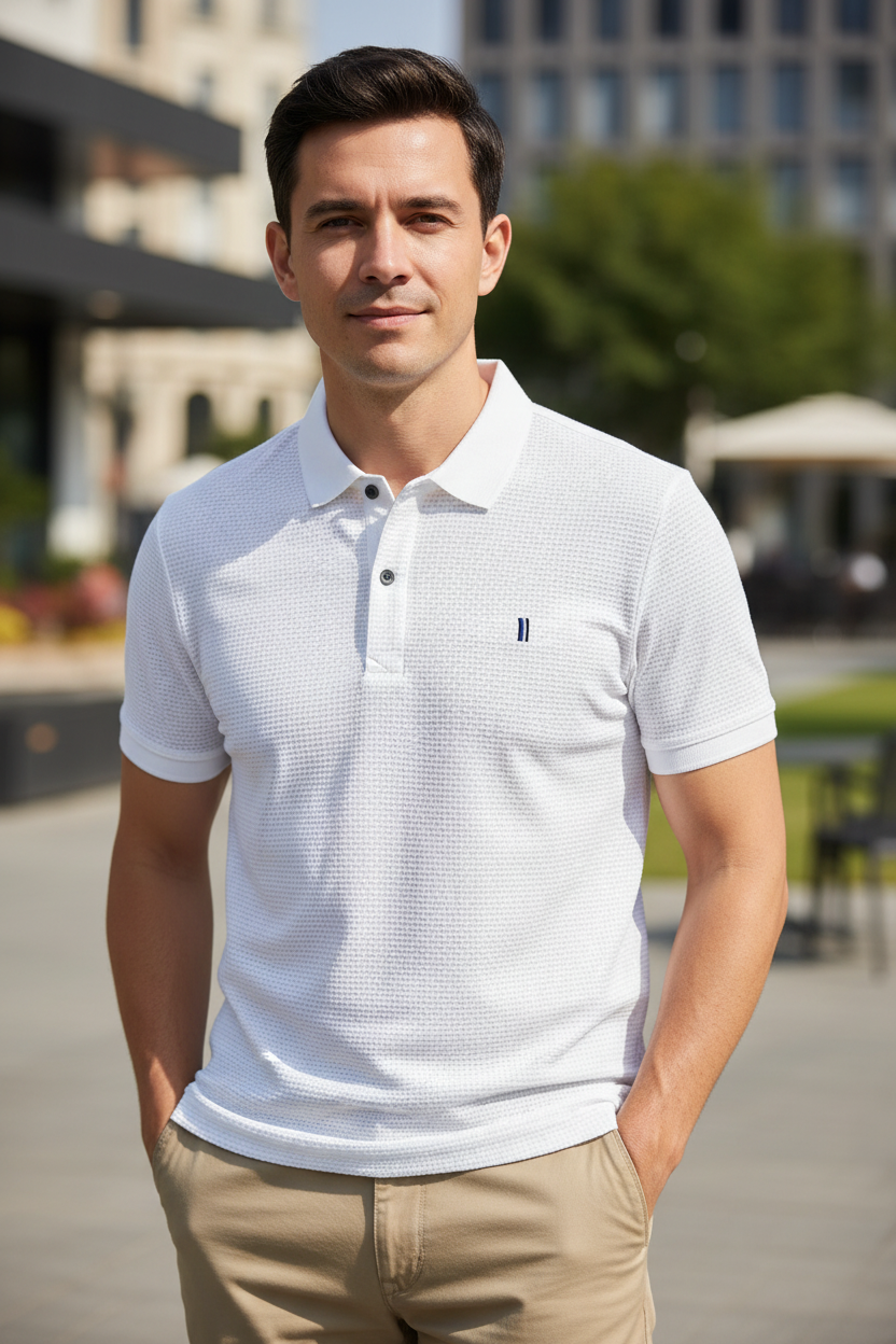 Cool Breeze Men’s Summer Ice Silk Lapel Pocket Polo Shirt