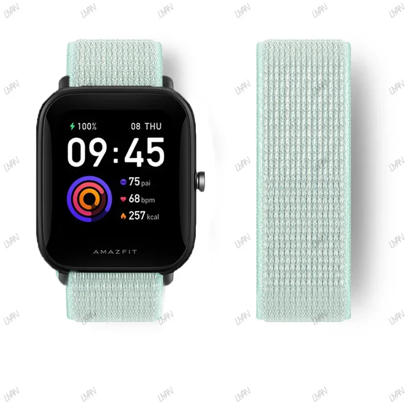 20mm/22mm watch band For Amazfit GTR/GTS 4-3-2-2e/GTR 42mm-47mm/bip-U-S-lite Nylon Loop strap sport correa amazfit gts 4-2 mini