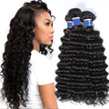 Deep Wave Raw Bundles Human Hair Brazilian Virgin Hair Weave Bundles 3/4Pcs Double Weft Natural Black 14-32 Inch Bundles Human Hair Extensions