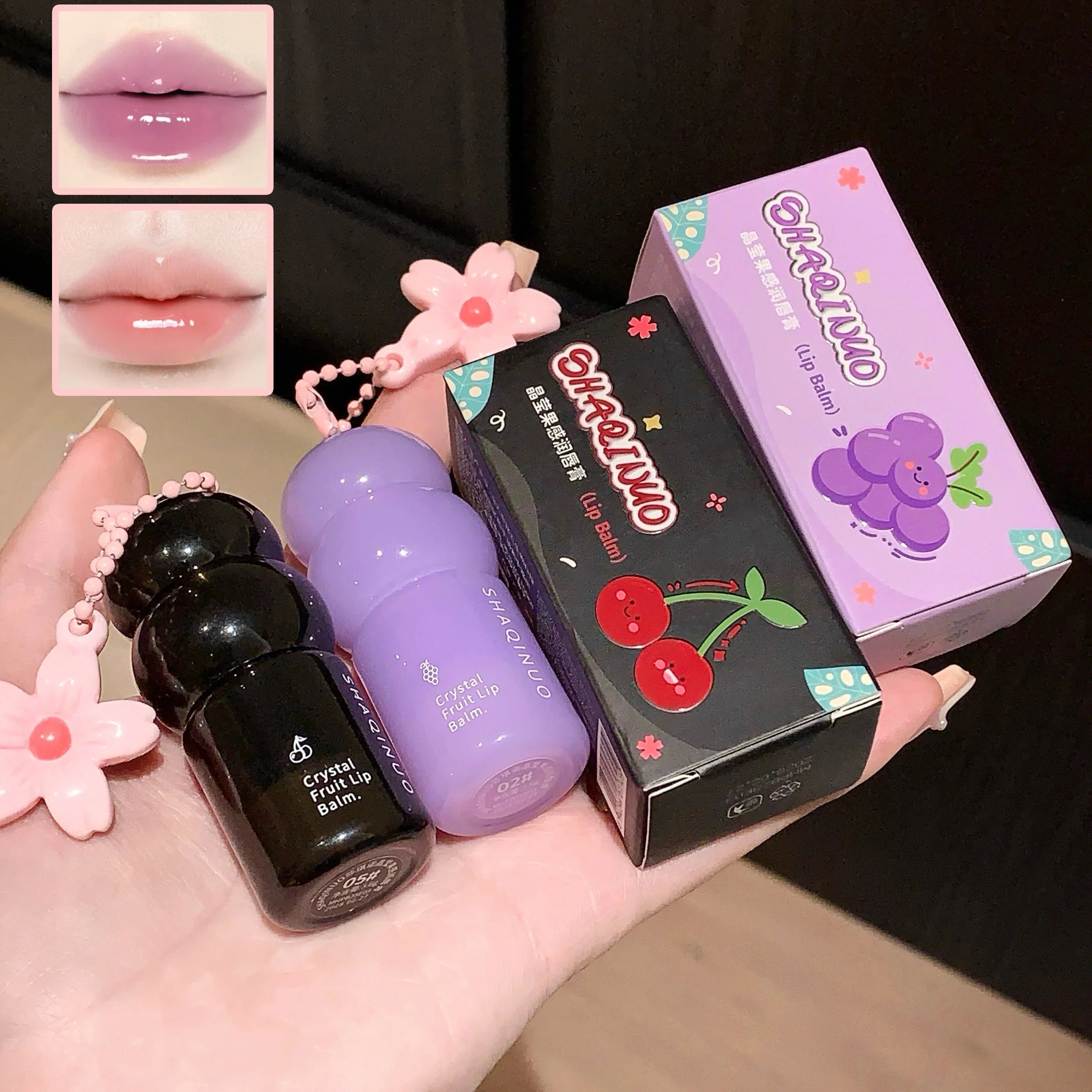 Hydrating Fruit Lip Balm Pendant, Tinted Moisturizing Lip Care for Fall & Winter, Prevents Dry Cracking, Refreshing Fruit Flavor