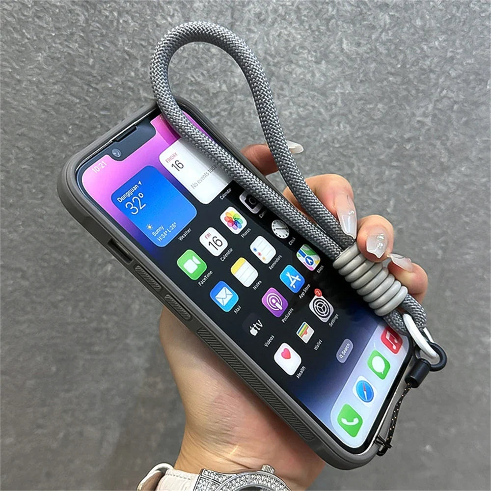 Acrylic Card Holder Fold Camera Bracket Clear Case for iPhone 16 15 14 13 12 11 Pro Max Plus Wrist Hand Strap Shockproof Cover