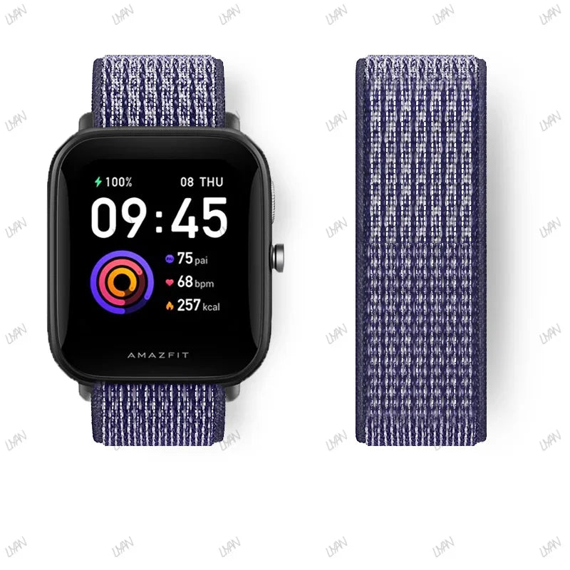 20mm/22mm watch band For Amazfit GTR/GTS 4-3-2-2e/GTR 42mm-47mm/bip-U-S-lite Nylon Loop strap sport correa amazfit gts 4-2 mini