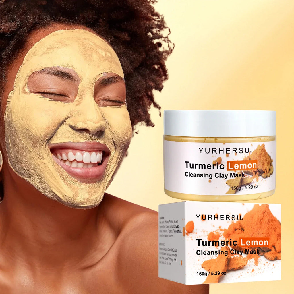 Turmeric and Lemon Deep Cleansing and Pore-Minimizing Clay Mask; Exfoliating and Brightening Clay Mask; Used for Skin Repair.