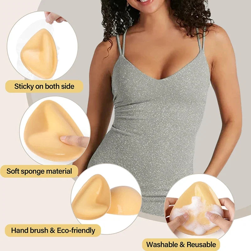 Double-Sided Sticky Bra Pads Women Summer Ultra Instant Push Up Bra Pads Reusable Padded Inserts Strapless Lift For Swimsuit
