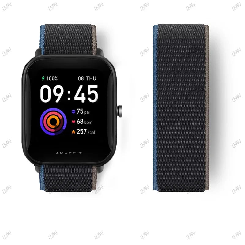 20mm/22mm watch band For Amazfit GTR/GTS 4-3-2-2e/GTR 42mm-47mm/bip-U-S-lite Nylon Loop strap sport correa amazfit gts 4-2 mini
