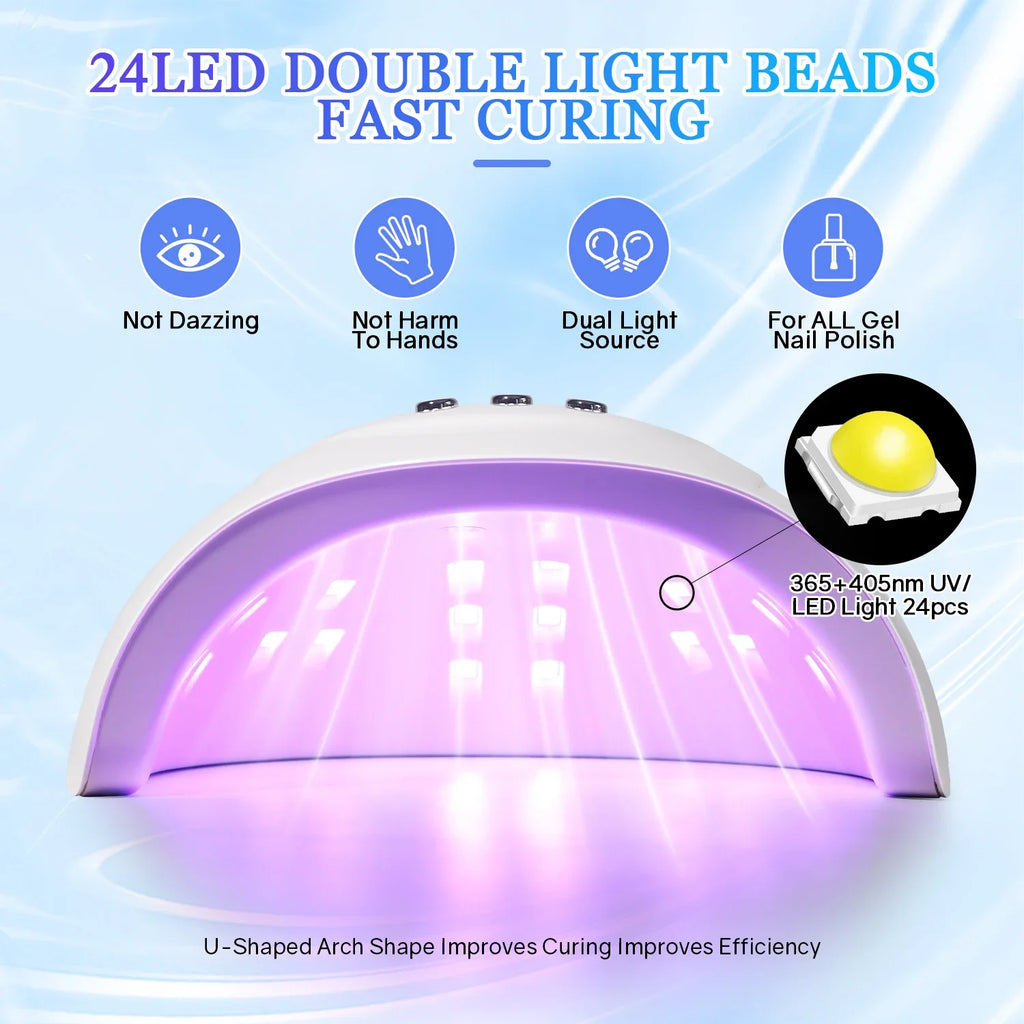 72W UV LED Nail Lamp 24 LEDs Nail Dryer with Infrared Sensor Quick-drying Manicure Lamp UV Cabin for Nail Salon Nail Art Tools