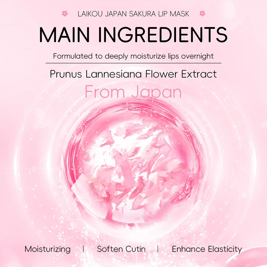 LAIKOU Sakura Lip Mask - Overnight Hydrating Lip Balm for Plump Lip Lines Beauty Care