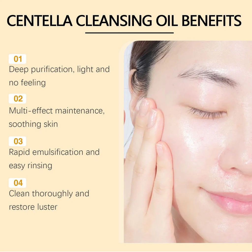 Centella Cleansing Oil Facial Makeup Remover Gentle Cleansing Pores Oil Control Vitamin E Soothing Face Skincare Products 100ml