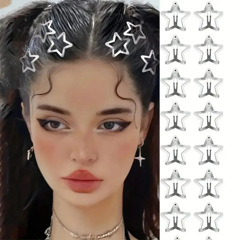 10/25/50/100pcs Y2K Silver Star Hair Clips High Quality Star Hair Clip Metal Clip Silver Pentagram Bb Clip Hair Accessory