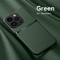 For iPhone15 Pro Max Luxury Leather Cover For iPhone 14 13 12 11 Plus Car Holder Case Magnetic Silicone Shockproof