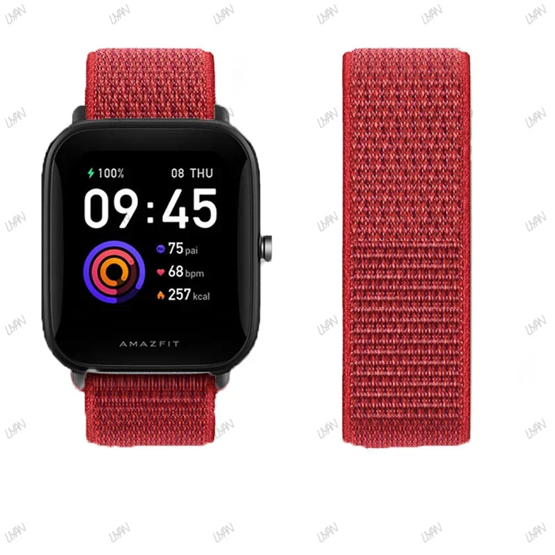 20mm/22mm watch band For Amazfit GTR/GTS 4-3-2-2e/GTR 42mm-47mm/bip-U-S-lite Nylon Loop strap sport correa amazfit gts 4-2 mini