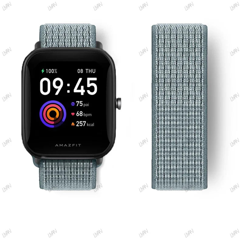 20mm/22mm watch band For Amazfit GTR/GTS 4-3-2-2e/GTR 42mm-47mm/bip-U-S-lite Nylon Loop strap sport correa amazfit gts 4-2 mini
