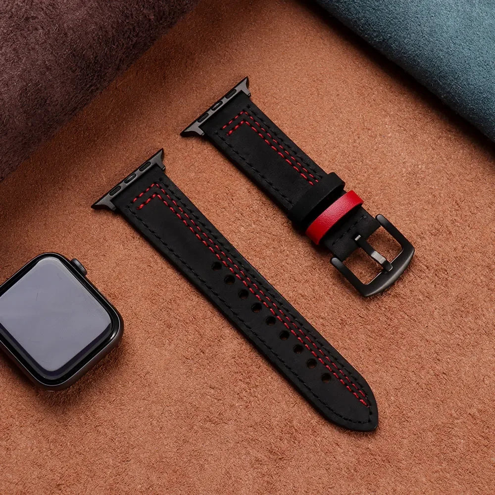 Leather loop strap For Apple watch band 45mm Ultra 49mm 41mm 42mm 38mm 41 44 45 mm bracelet iWatch series 9 8 7 3 4 5 6 se 40mm