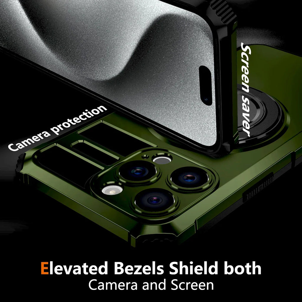 Luxury Shockproof Armor Case For iPhone 16 15 14 13 12 11 Pro Max 16Pro 15Pro 14Pro For Magsafe Mag Safe Wireless Charge Cover
