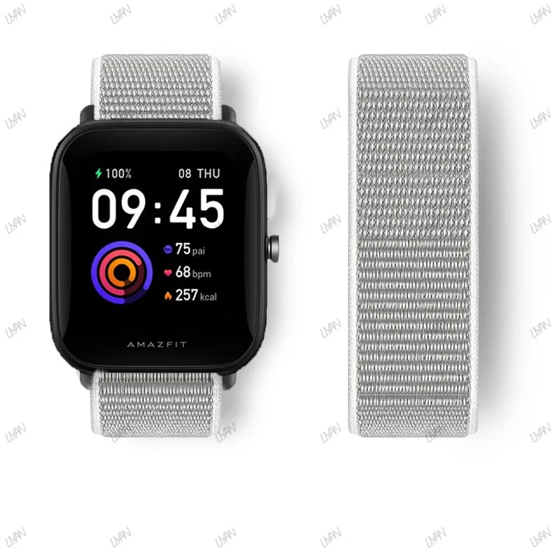 20mm/22mm watch band For Amazfit GTR/GTS 4-3-2-2e/GTR 42mm-47mm/bip-U-S-lite Nylon Loop strap sport correa amazfit gts 4-2 mini