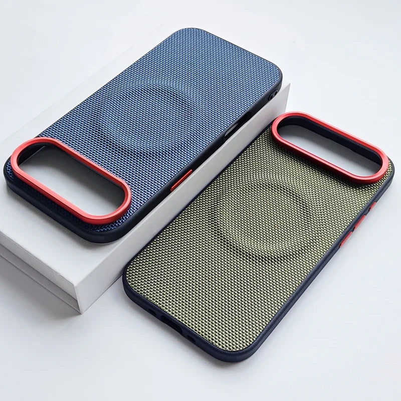 Premium Elegant Magnetic Soft TPU + Nylon Woven Leather Back Case for iPhone 17 Pro Max 17 Air
