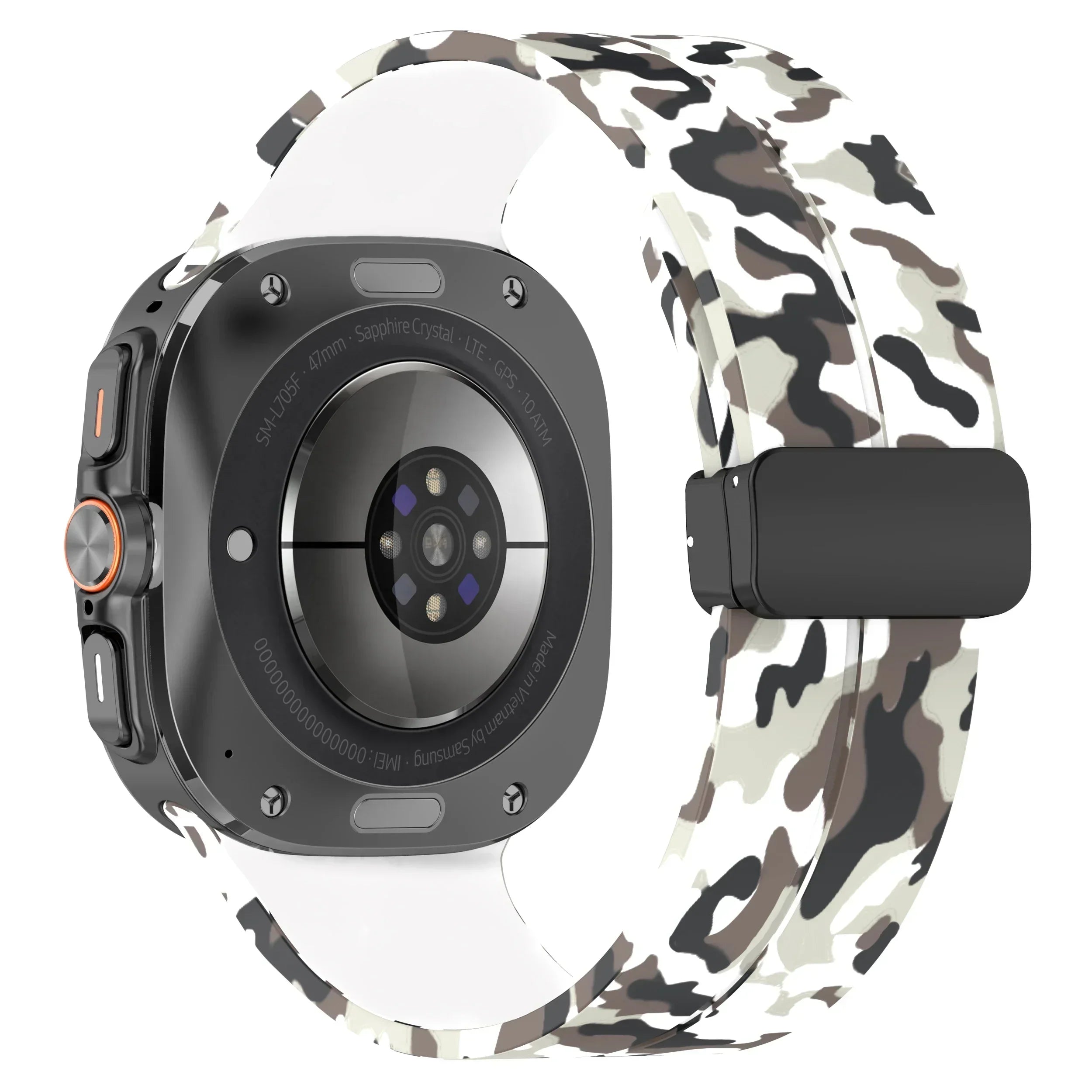 Camouflage Band for Samsung Galaxy Watch Ultra 47mm Silicone Magnetic Bracelet for Galaxy Watch 7 Ultra Replacement Watchband