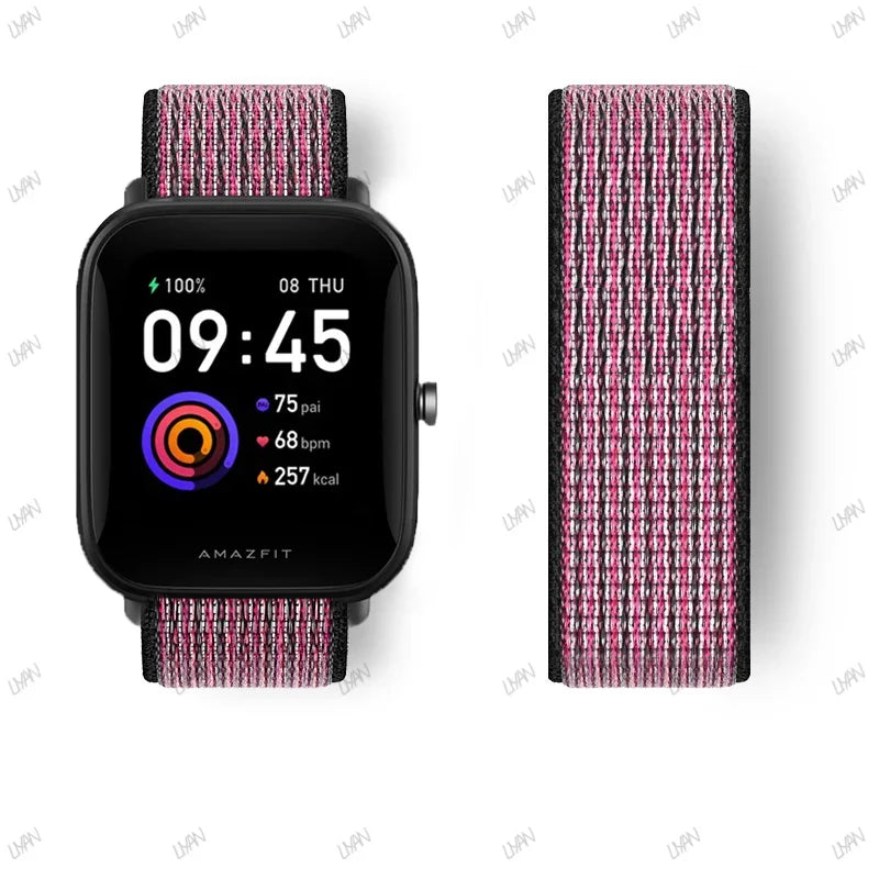 20mm/22mm watch band For Amazfit GTR/GTS 4-3-2-2e/GTR 42mm-47mm/bip-U-S-lite Nylon Loop strap sport correa amazfit gts 4-2 mini