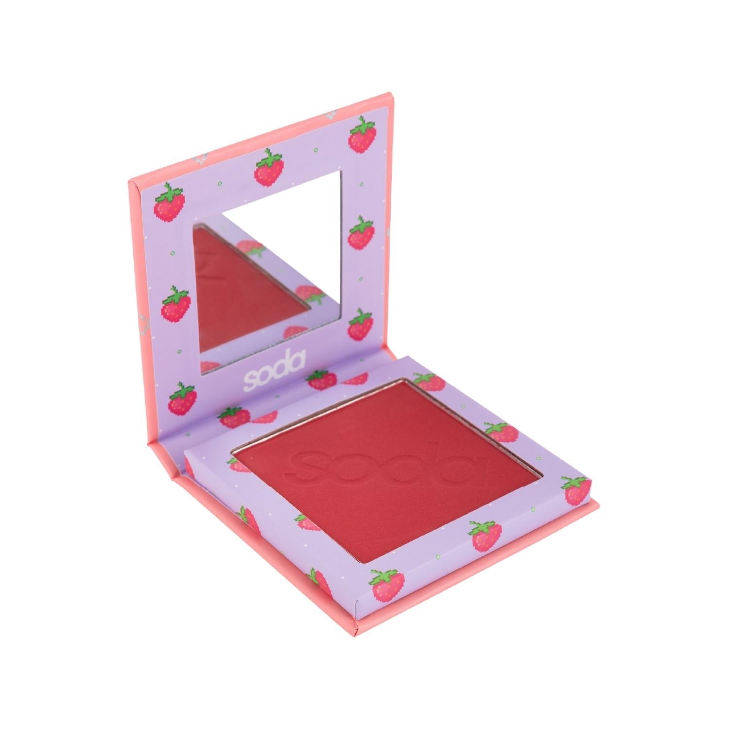 Soda Pressed Blush 101 Cherry Cake - Natural Flush Makeup for Cheeks, Pressed Powder, Travel-Friendly 10g
