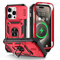 Case For iPhone 16 15 14 13 12 11 Pro XS Max XR Plus Camera Slide Military Grade Armor Protection 360 Degree Rotate Armor Cover