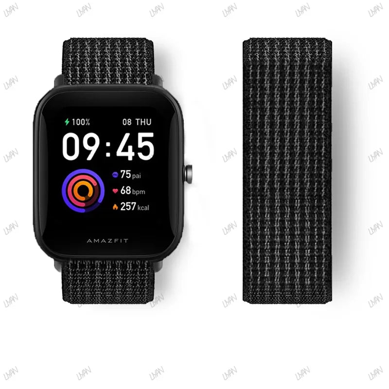 20mm/22mm watch band For Amazfit GTR/GTS 4-3-2-2e/GTR 42mm-47mm/bip-U-S-lite Nylon Loop strap sport correa amazfit gts 4-2 mini