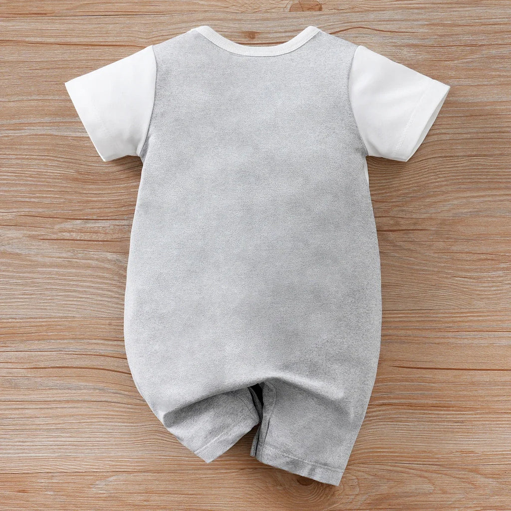 IURNXB Summer Infant Cartoon Black Cat Printed Unisex Romper with Suspenders (0-18M)