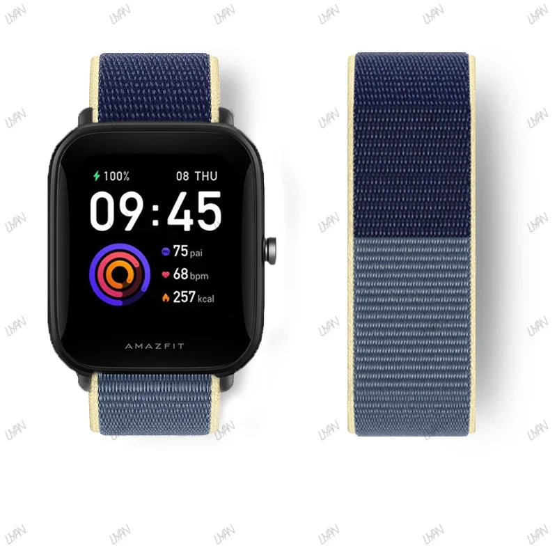 20mm/22mm watch band For Amazfit GTR/GTS 4-3-2-2e/GTR 42mm-47mm/bip-U-S-lite Nylon Loop strap sport correa amazfit gts 4-2 mini
